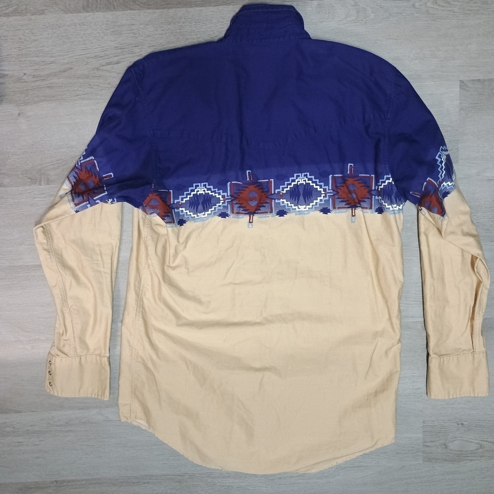 Cumberland Outfitters Western Aztec Purple Pearl Snap Button Down Shirt Large - Picture 6 of 6